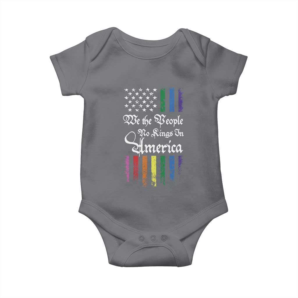 We The People No Kings In America Baby Onesie LGBTQ Rainbow USA Flag Gay Pride LGBT Ally TS10 Charcoal Print Your Wear