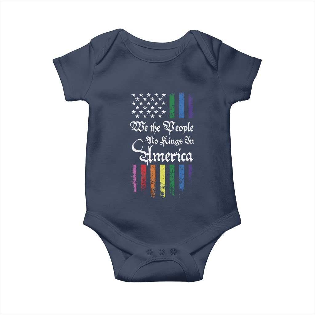 We The People No Kings In America Baby Onesie LGBTQ Rainbow USA Flag Gay Pride LGBT Ally TS10 Navy Print Your Wear