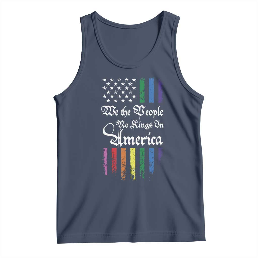 We The People No Kings In America Tank Top LGBTQ Rainbow USA Flag Gay Pride LGBT Ally TS10 Navy Print Your Wear