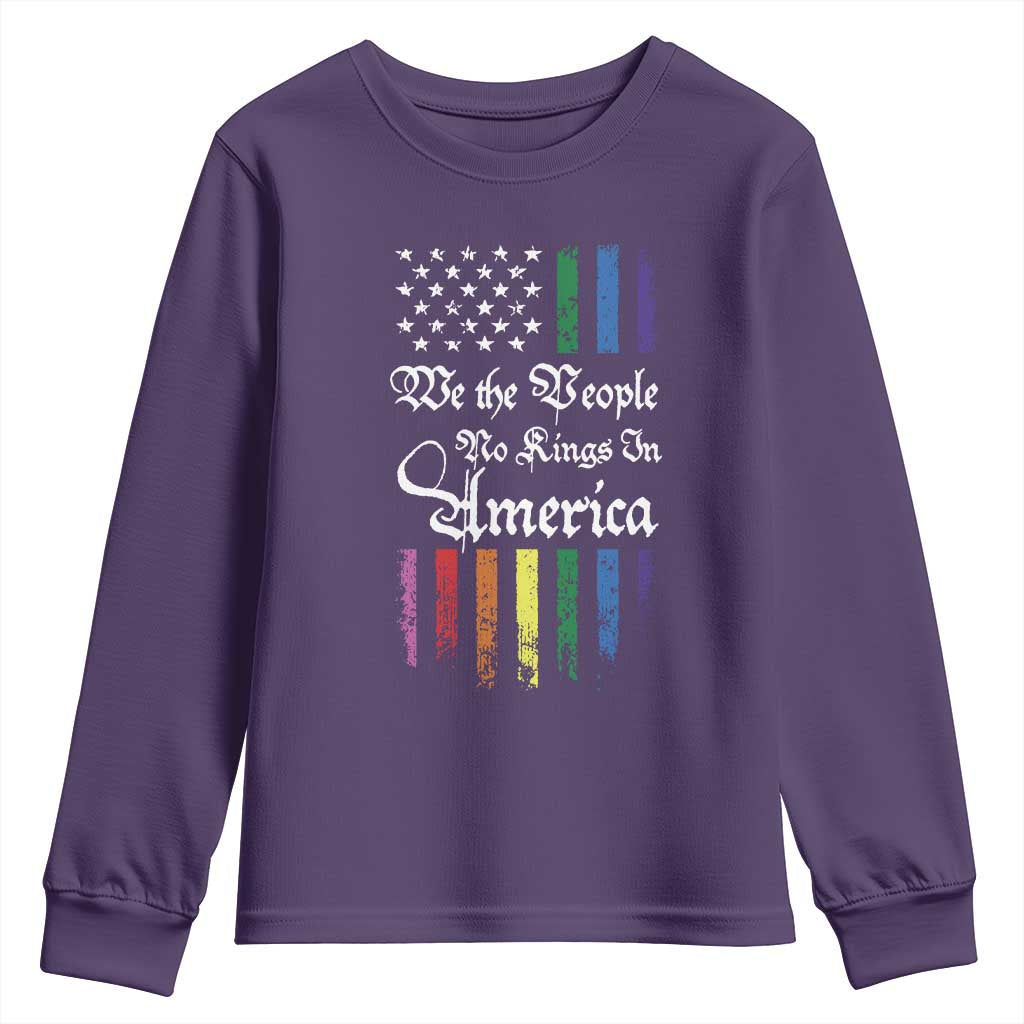 We The People No Kings In America Youth Sweatshirt LGBTQ Rainbow USA Flag Gay Pride LGBT Ally TS10 Purple Print Your Wear