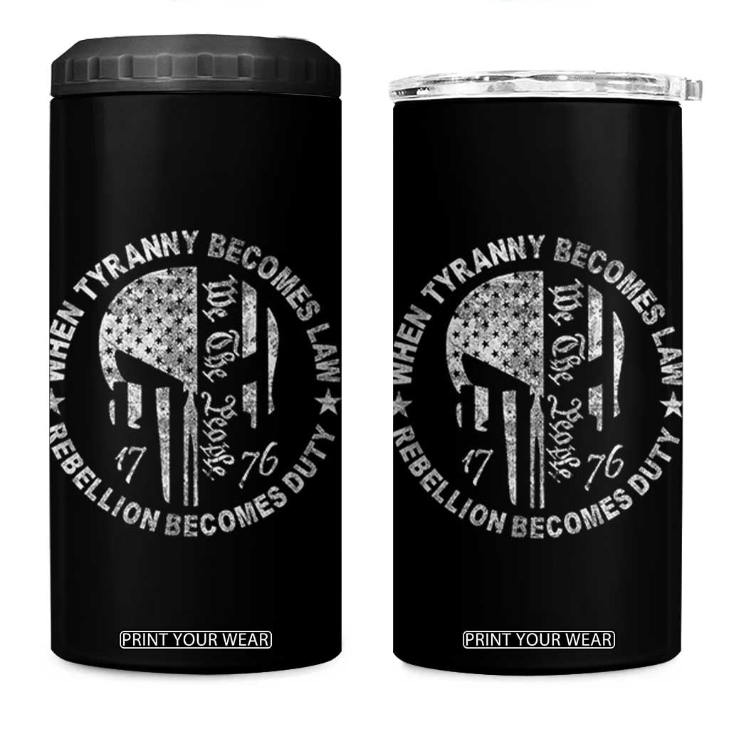 When Tyranny Becomes Law Rebellion Becomes Duty 4 in 1 Can Cooler Tumbler We The People 1776 American Flag TS10 One Size: 16 oz Black Print Your Wear