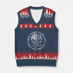 When Tyranny Becomes Law Rebellion Becomes Duty V-Neck Knit Sweater Vest We The People 1776 American Flag TS10 Navy Red Print Your Wear