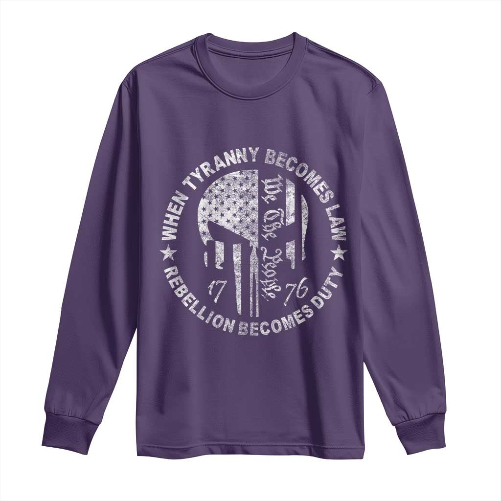 When Tyranny Becomes Law Rebellion Becomes Duty Long Sleeve Shirt - We The People 1776 American Flag TS10 Purple Print Your Wear
