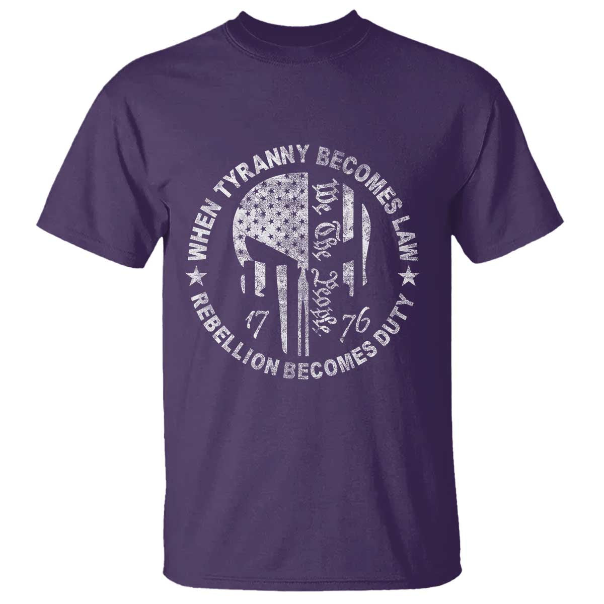 When Tyranny Becomes Law Rebellion Becomes Duty T Shirt We The People 1776 American Flag TS10 Purple Print Your Wear