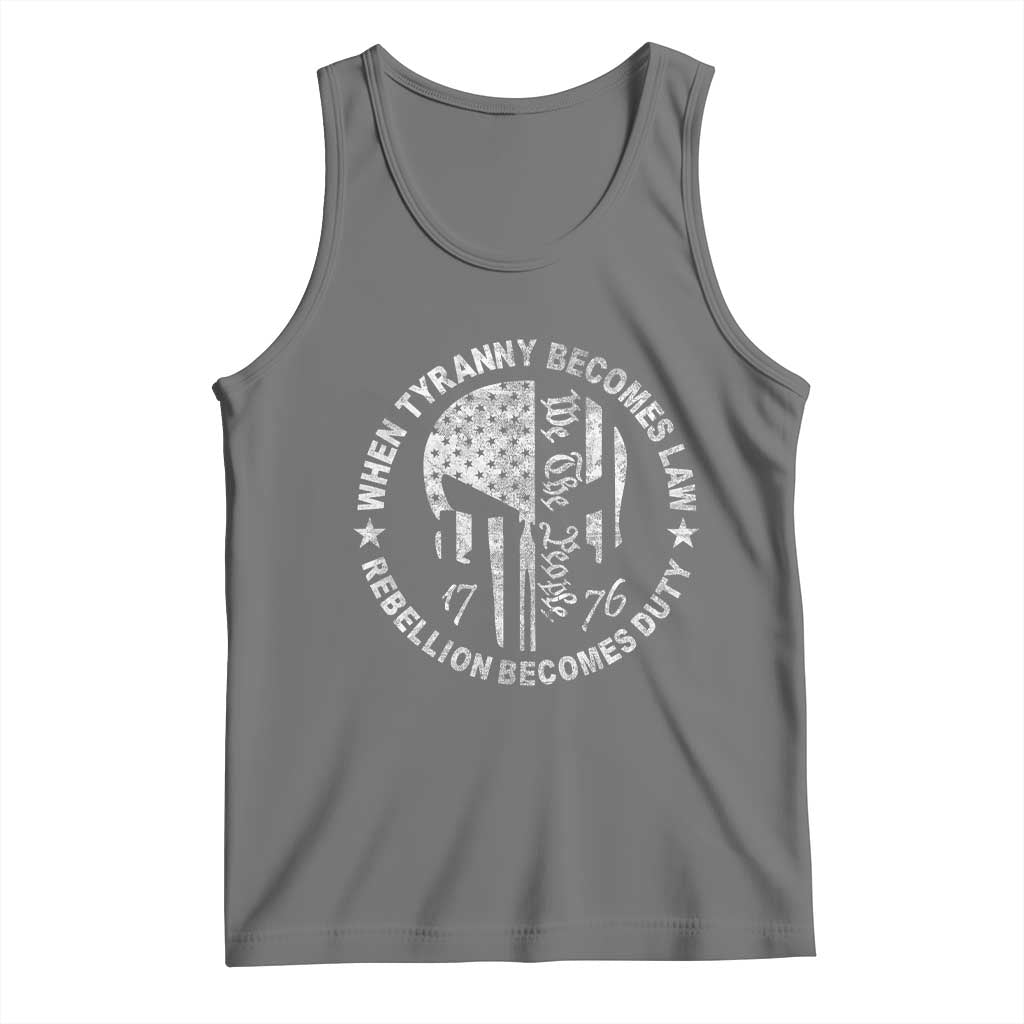 When Tyranny Becomes Law Rebellion Becomes Duty Tank Top We The People 1776 American Flag TS10 Black Heather Print Your Wear