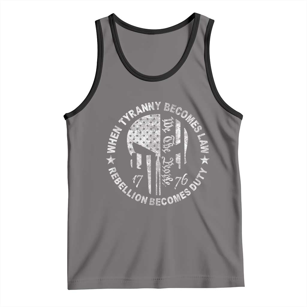 When Tyranny Becomes Law Rebellion Becomes Duty Tank Top We The People 1776 American Flag TS10 Deep Heather Black Print Your Wear