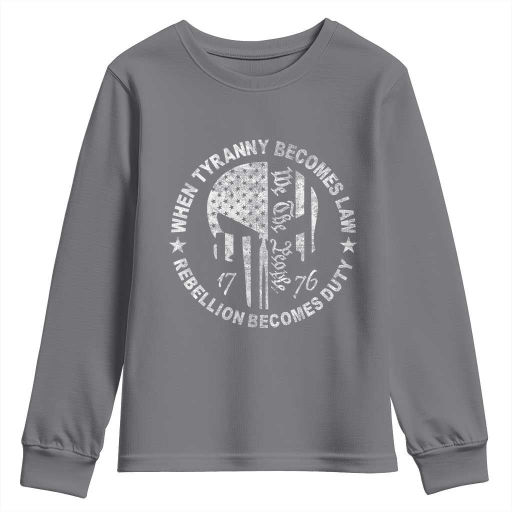 When Tyranny Becomes Law Rebellion Becomes Duty Youth Sweatshirt We The People 1776 American Flag TS10 Charcoal Print Your Wear