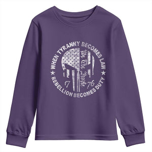 When Tyranny Becomes Law Rebellion Becomes Duty Youth Sweatshirt We The People 1776 American Flag TS10 Purple Print Your Wear