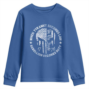 When Tyranny Becomes Law Rebellion Becomes Duty Youth Sweatshirt We The People 1776 American Flag TS10 Royal Blue Print Your Wear