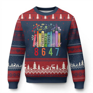 Retro 8647 Ugly Christmas Sweater Foxtrots Delta Tangos Book Flower TS10 Navy Red Print Your Wear