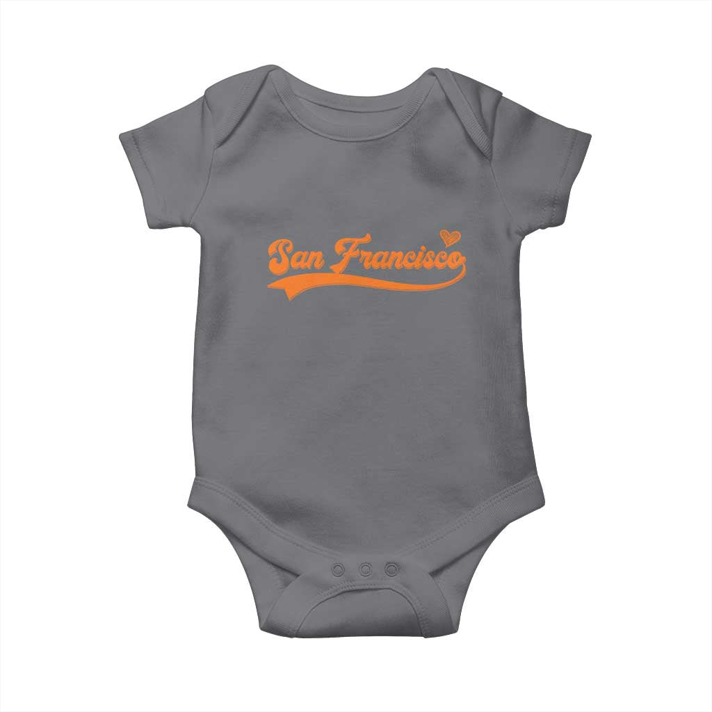 San Francisco Baby Onesie SF Varsity California Script Vintage Sports Jersey Style TS10 Charcoal Print Your Wear