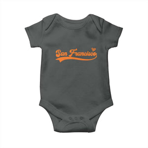 San Francisco Baby Onesie SF Varsity California Script Vintage Sports Jersey Style TS10 Dark Heather Print Your Wear