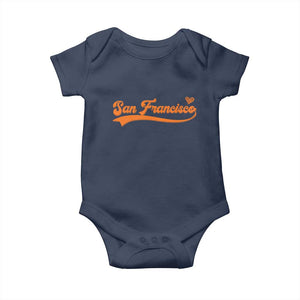 San Francisco Baby Onesie SF Varsity California Script Vintage Sports Jersey Style TS10 Navy Print Your Wear
