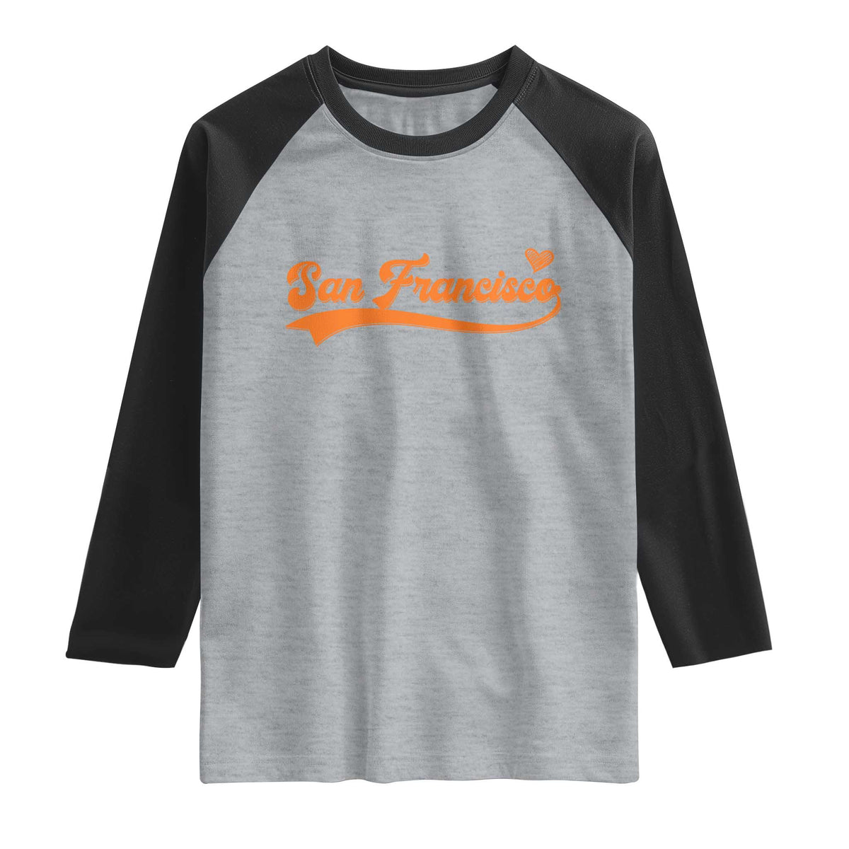 San Francisco Raglan Shirt SF Varsity California Script Vintage Sports Jersey Style TS10 Heather Gray Black Print Your Wear