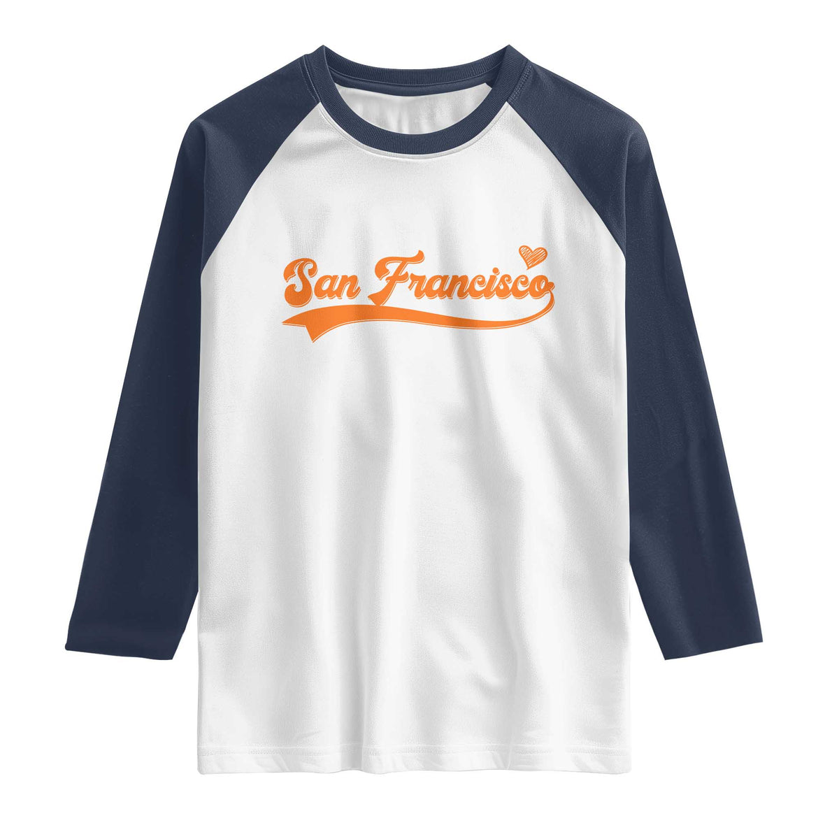 San Francisco Raglan Shirt SF Varsity California Script Vintage Sports Jersey Style TS10 White Navy Print Your Wear