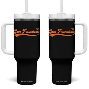 San Francisco Tumbler With Handle SF Varsity California Script Vintage Sports Jersey Style TS10 One Size: 40 oz Black Print Your Wear