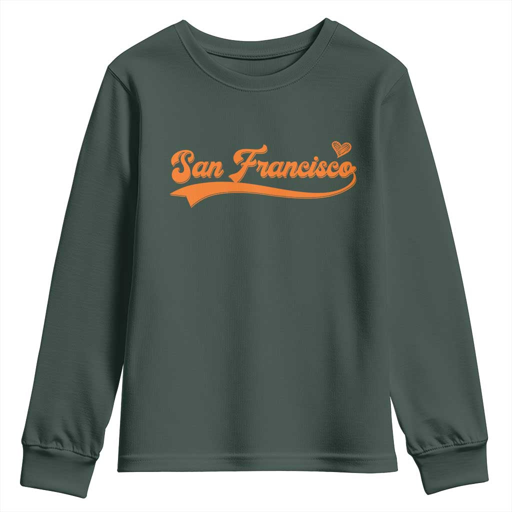 San Francisco Youth Sweatshirt SF Varsity California Script Vintage Sports Jersey Style TS10 Dark Forest Green Print Your Wear
