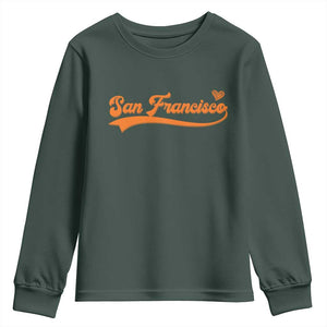 San Francisco Youth Sweatshirt SF Varsity California Script Vintage Sports Jersey Style TS10 Dark Forest Green Print Your Wear
