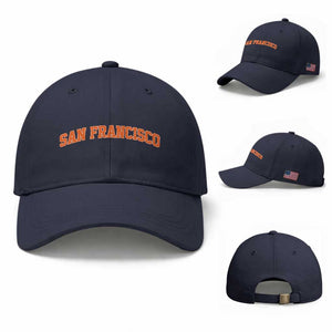 San Francisco Baseball Cap California SF Varsity Vintage Sports Jersey Style TS10 Baseball Cap Universal Fit Navy Print Your Wear