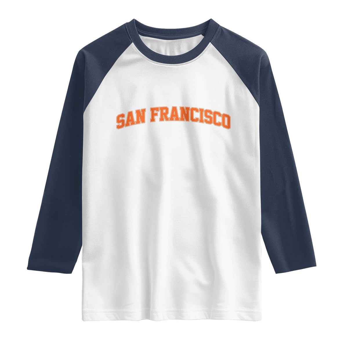 San Francisco Raglan Shirt California SF Varsity Vintage Sports Jersey Style TS10 White Navy Print Your Wear