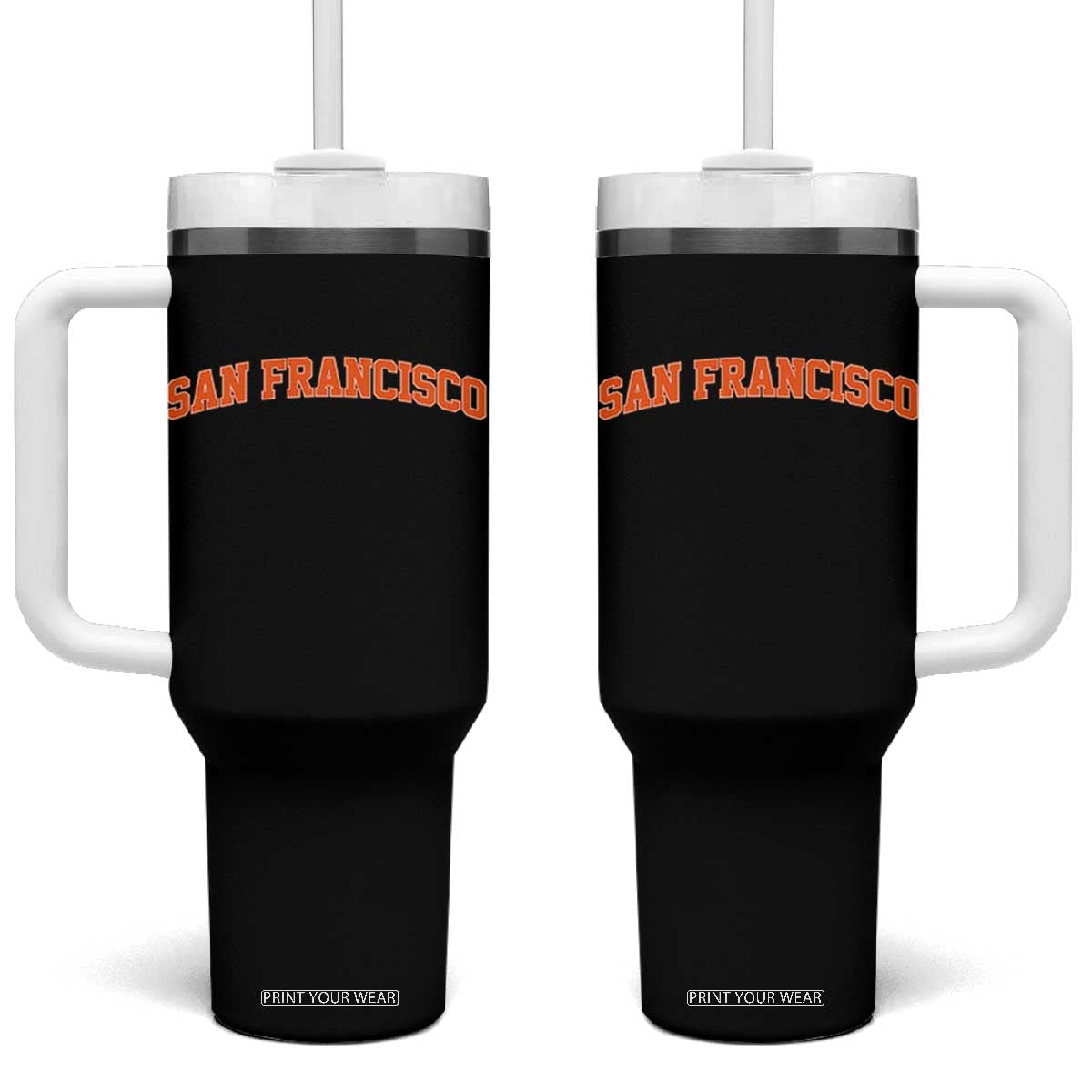 San Francisco Tumbler With Handle California SF Varsity Vintage Sports Jersey Style TS10 One Size: 40 oz Black Print Your Wear