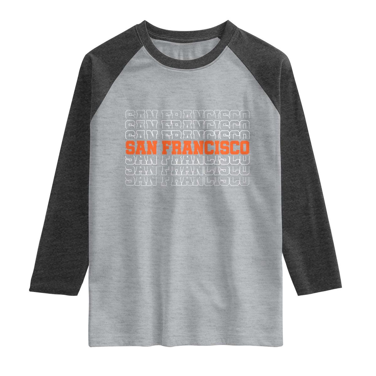 Vintage San Francisco Raglan Shirt California SF Retro Sports Style TS10 Heather Gray Heather Charcoal Print Your Wear
