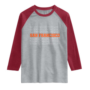 Vintage San Francisco Raglan Shirt California SF Retro Sports Style TS10 Heather Gray Heather Red Print Your Wear