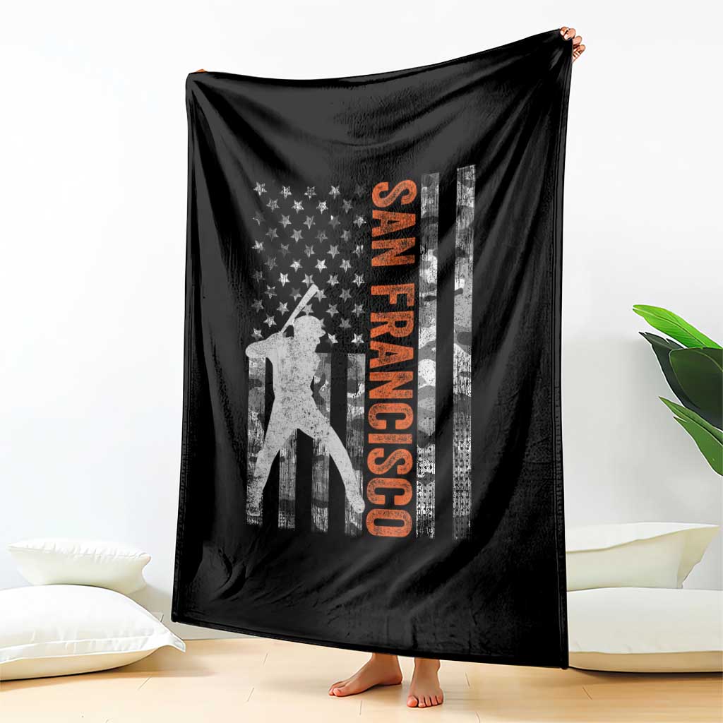 San Francisco Throw Blanket SF Baseball Player American Flag USA Camo Patriotic TS10 Print Your Wear