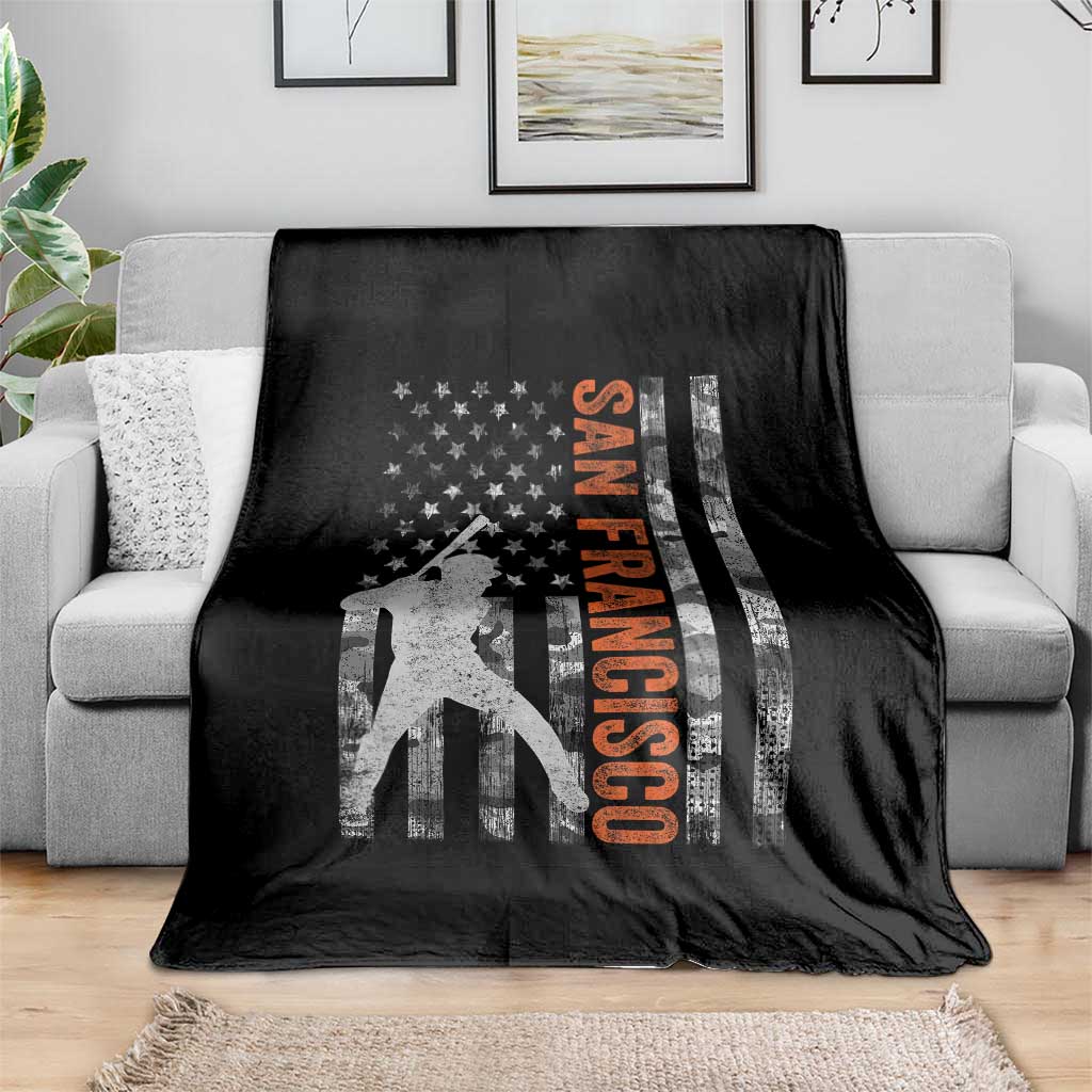 San Francisco Throw Blanket SF Baseball Player American Flag USA Camo Patriotic TS10 Print Your Wear