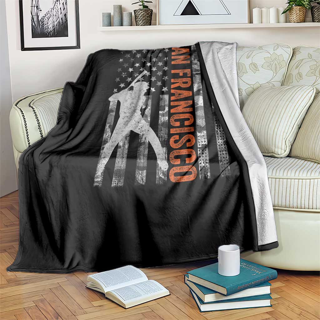San Francisco Throw Blanket SF Baseball Player American Flag USA Camo Patriotic TS10 Print Your Wear