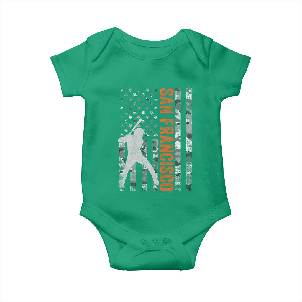 San Francisco Baby Onesie SF Baseball Player American Flag USA Camo Patriotic TS10 Irish Green Print Your Wear