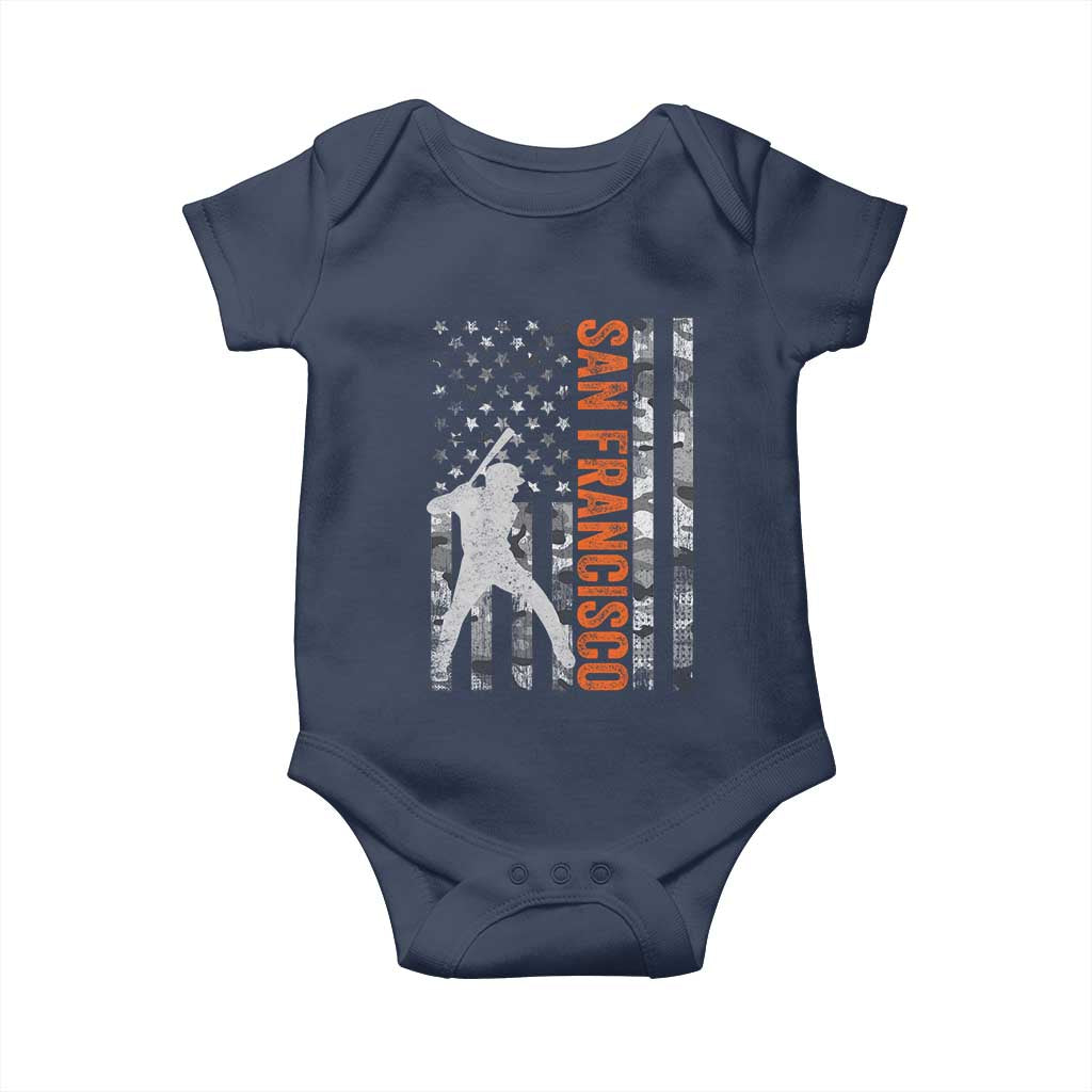 San Francisco Baby Onesie SF Baseball Player American Flag USA Camo Patriotic TS10 Navy Print Your Wear