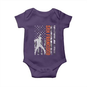 San Francisco Baby Onesie SF Baseball Player American Flag USA Camo Patriotic TS10 Purple Print Your Wear