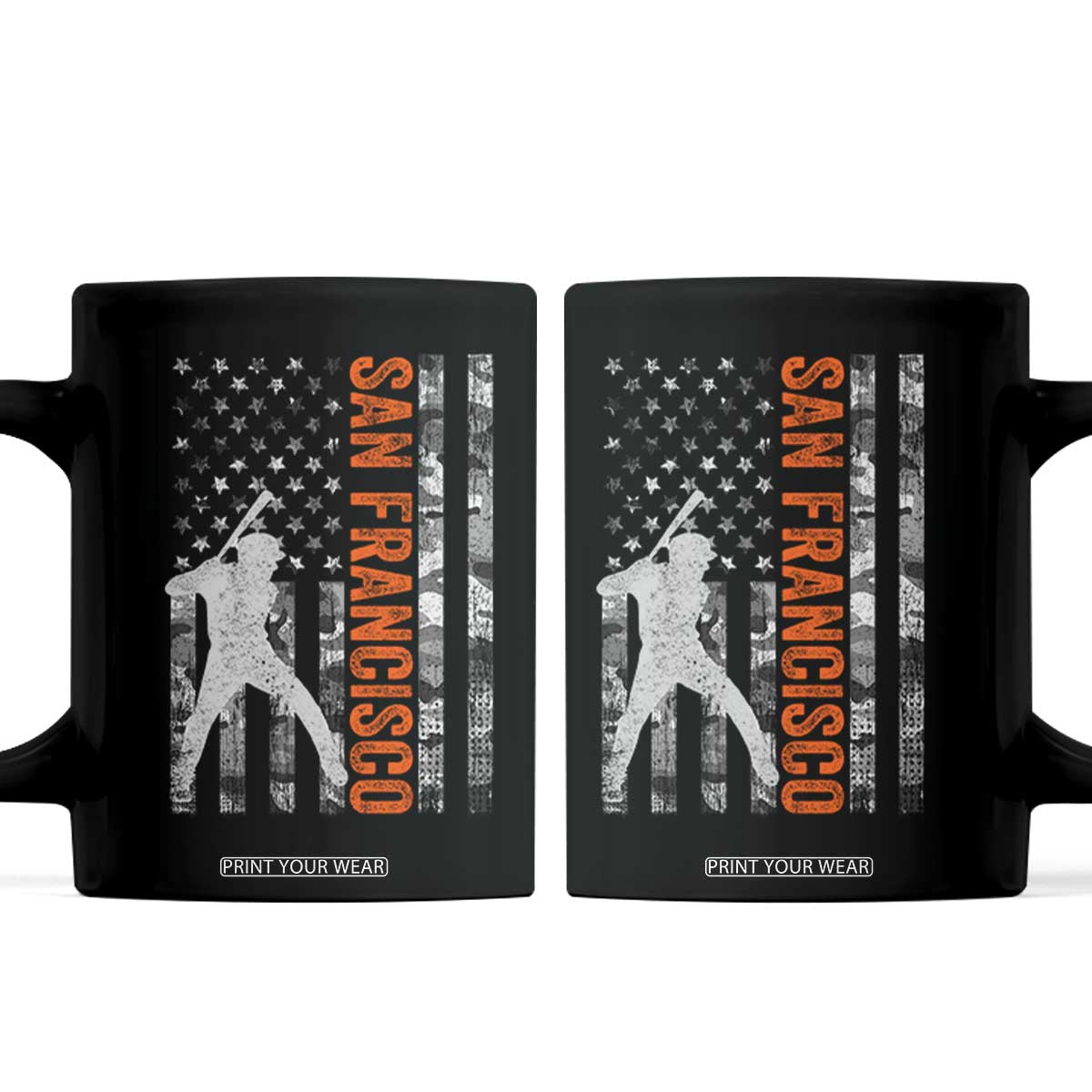San Francisco Coffee Mug SF Baseball Player American Flag USA Camo Patriotic TS10 Black Print Your Wear