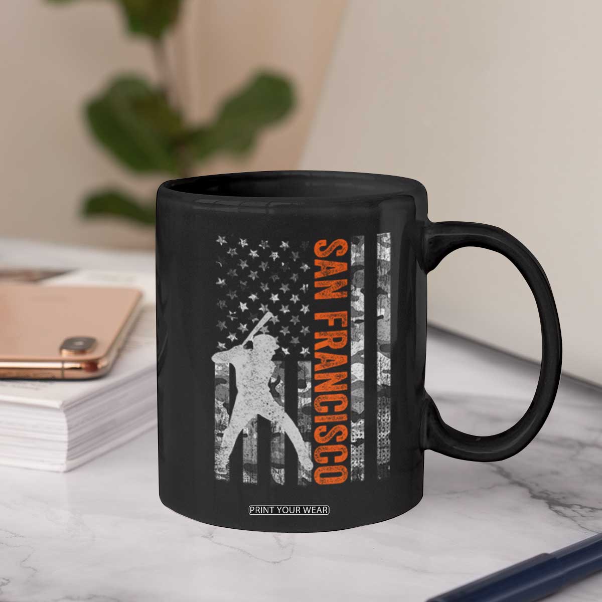 San Francisco Coffee Mug SF Baseball Player American Flag USA Camo Patriotic TS10 Print Your Wear