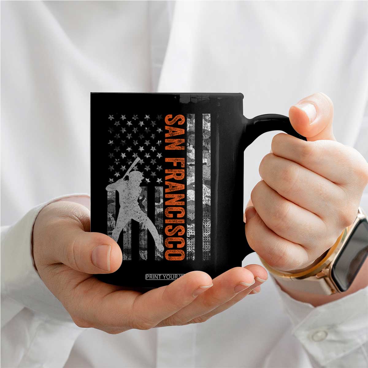 San Francisco Coffee Mug SF Baseball Player American Flag USA Camo Patriotic TS10 Print Your Wear