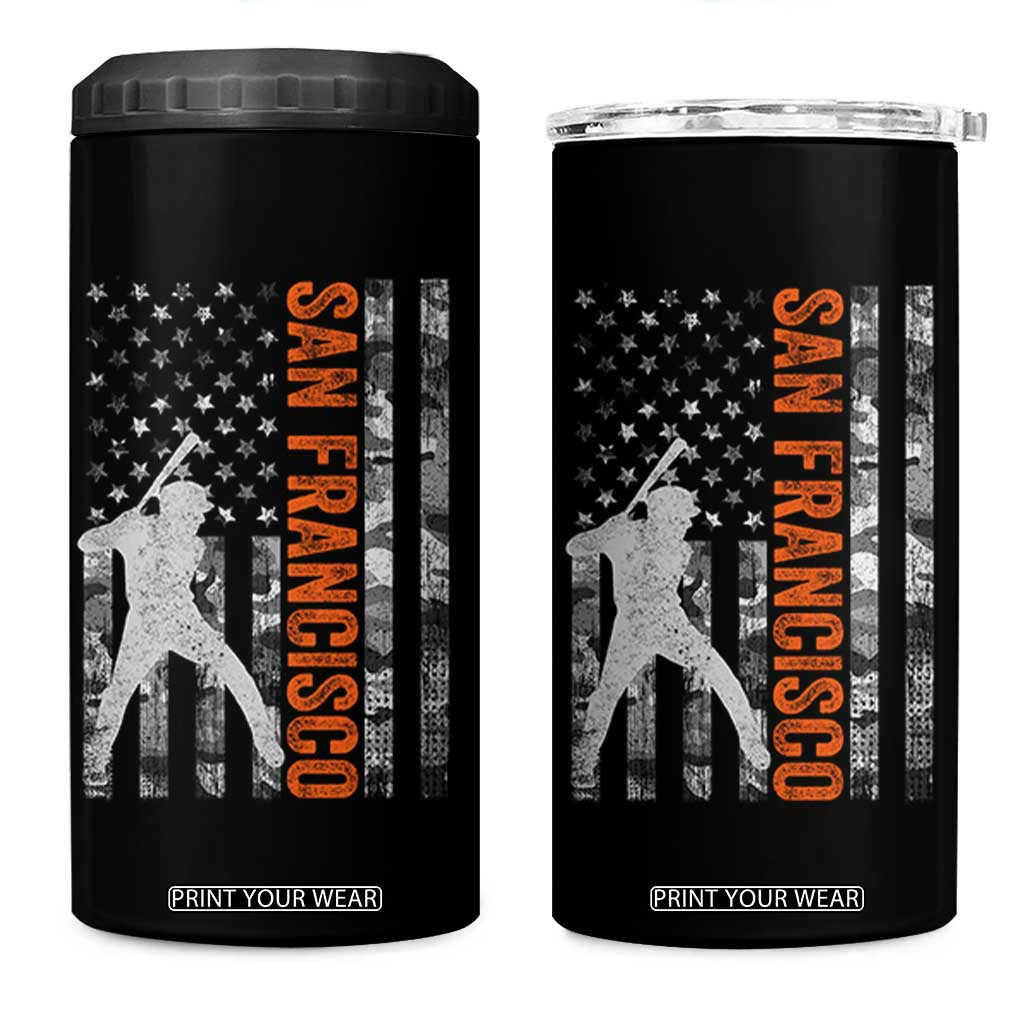 San Francisco 4 in 1 Can Cooler Tumbler SF Baseball Player American Flag USA Camo Patriotic TS10 One Size: 16 oz Black Print Your Wear