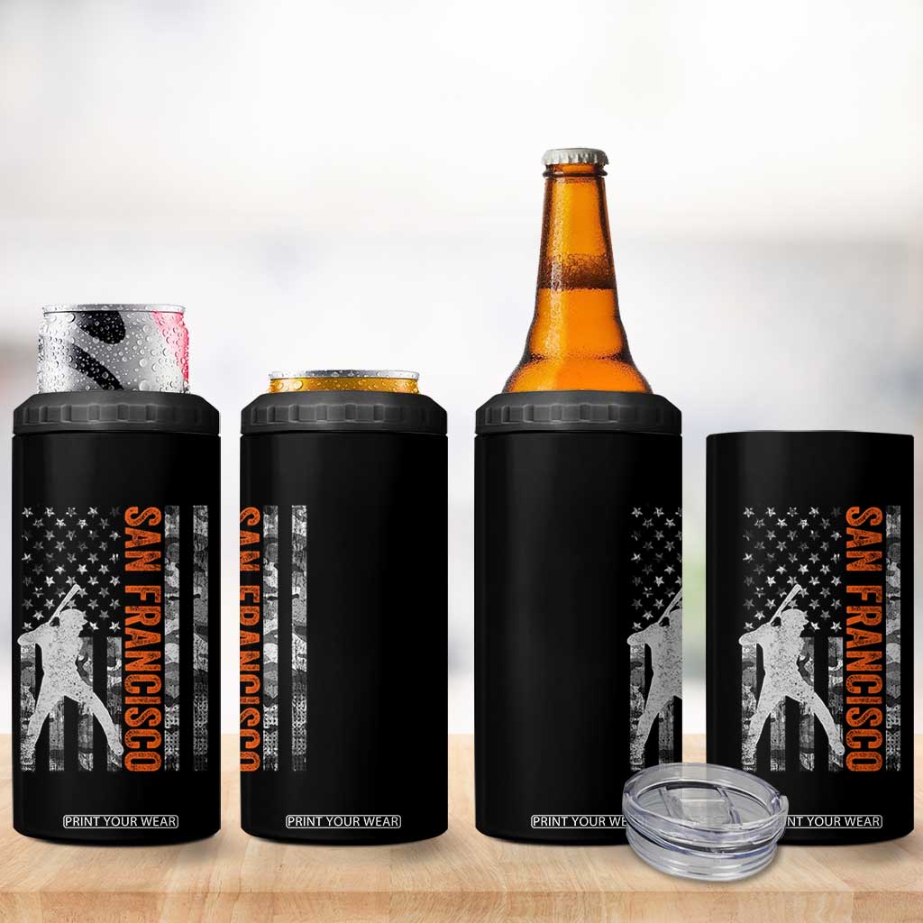 San Francisco 4 in 1 Can Cooler Tumbler SF Baseball Player American Flag USA Camo Patriotic TS10 Print Your Wear