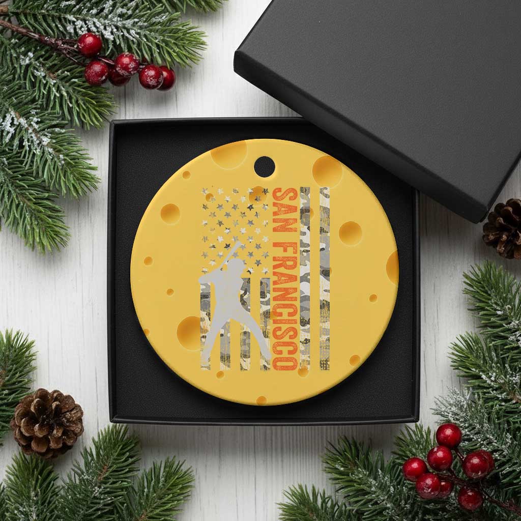 San Francisco Ceramic Ornament SF Baseball Player American Flag USA Camo Patriotic TS10 1pc Yellow Cheese Print Your Wear