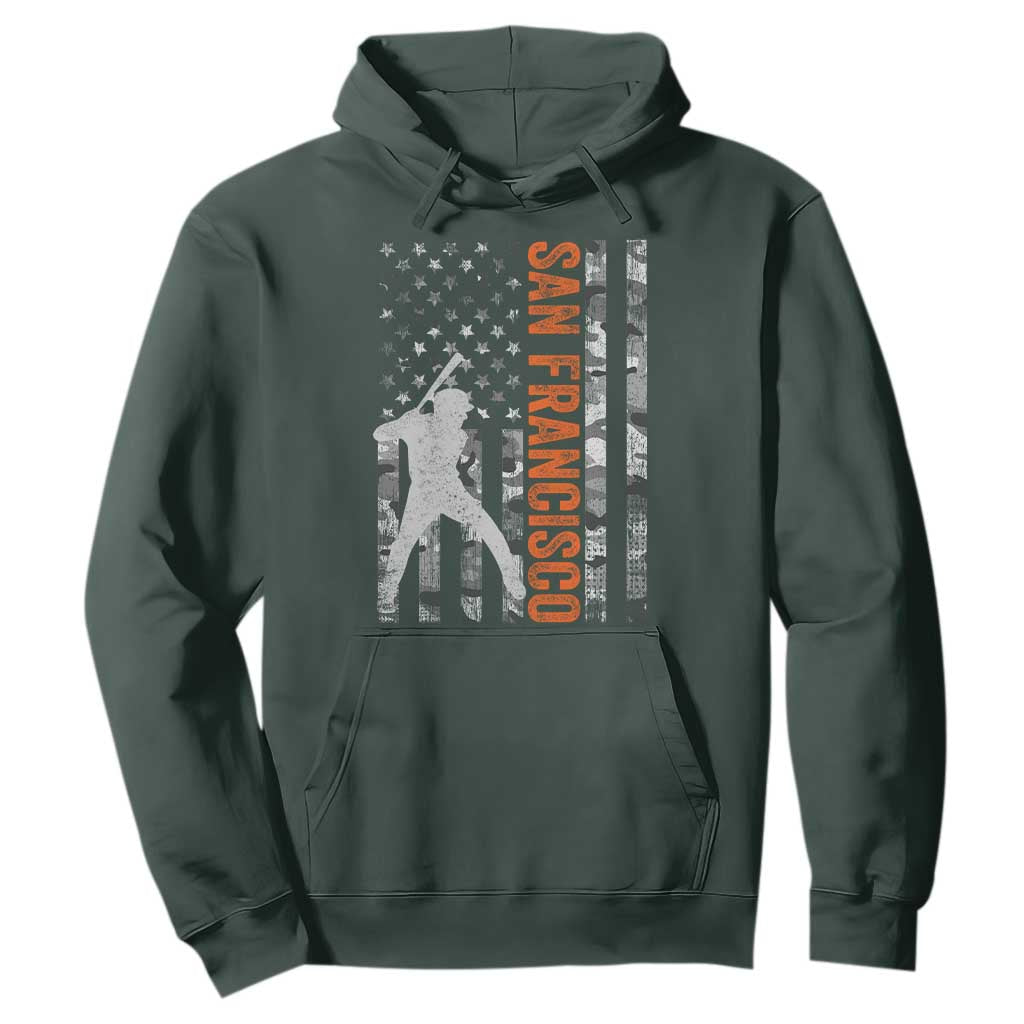 San Francisco Hoodie SF Baseball Player American Flag USA Camo Patriotic TS10 Dark Forest Green Print Your Wear
