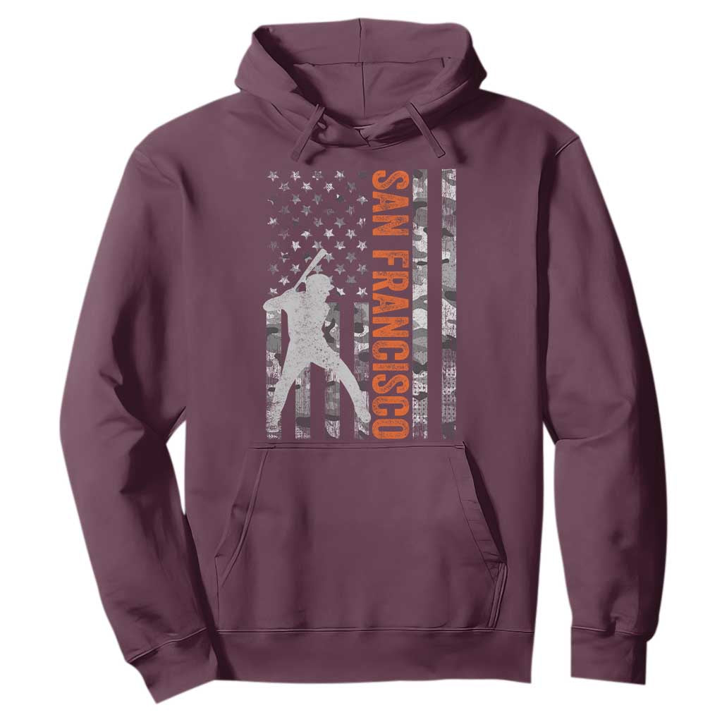 San Francisco Hoodie SF Baseball Player American Flag USA Camo Patriotic TS10 Maroon Print Your Wear