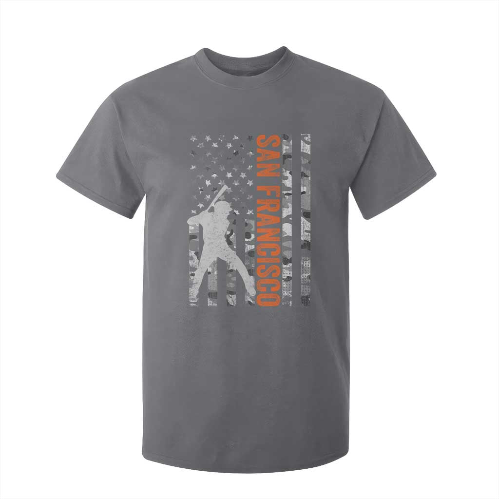 San Francisco T Shirt For Kid SF Baseball Player American Flag USA Camo Patriotic TS10 Charcoal Print Your Wear