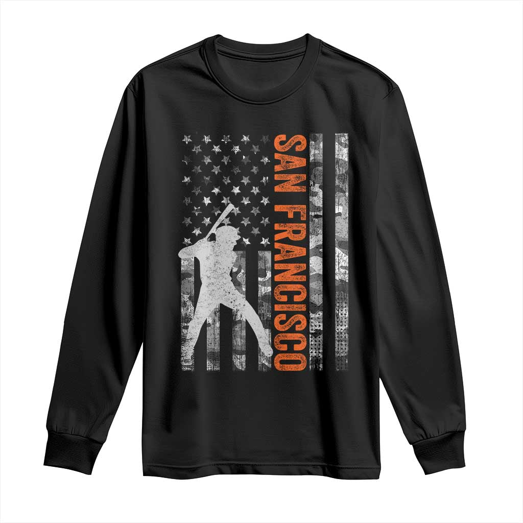 San Francisco Long Sleeve Shirt SF Baseball Player American Flag USA Camo Patriotic TS10 Black Print Your Wear