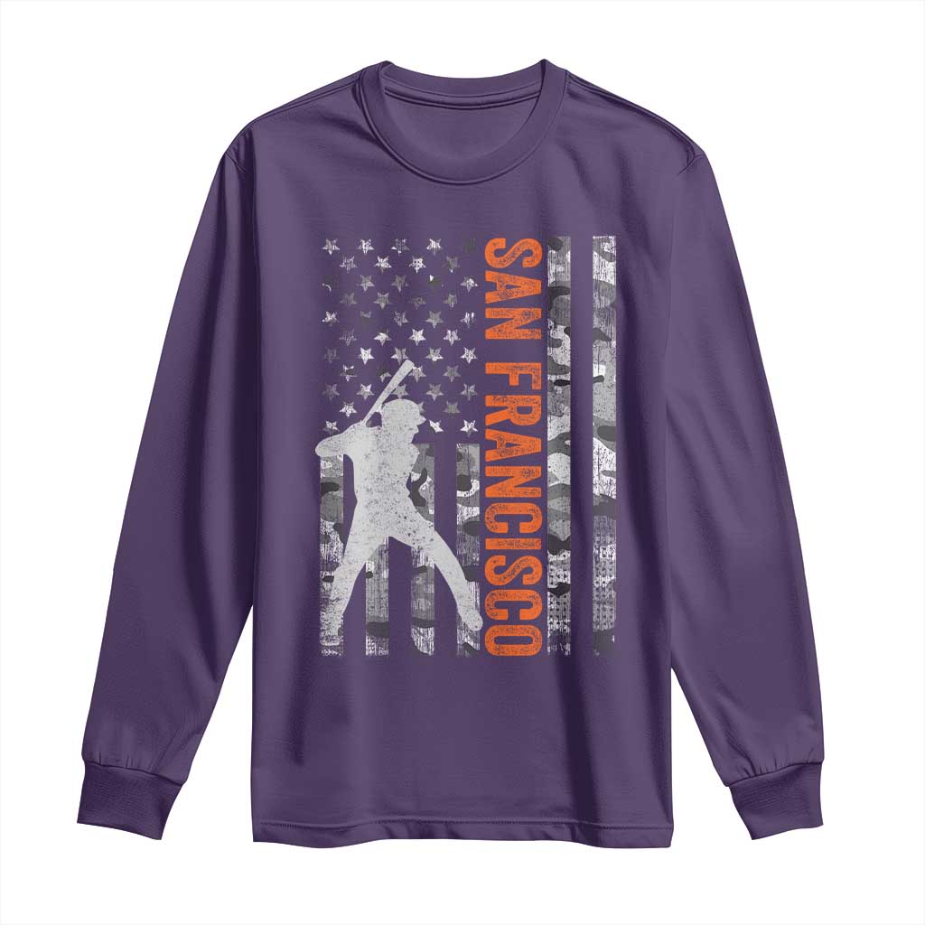 San Francisco Long Sleeve Shirt SF Baseball Player American Flag USA Camo Patriotic TS10 Purple Print Your Wear