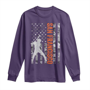 San Francisco Long Sleeve Shirt SF Baseball Player American Flag USA Camo Patriotic TS10 Purple Print Your Wear