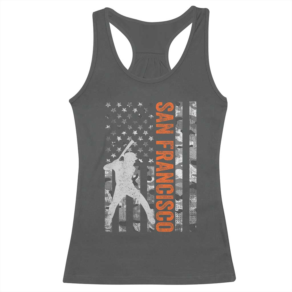 San Francisco Racerback Tank Top SF Baseball Player American Flag USA Camo Patriotic TS10 Dark Heather Print Your Wear