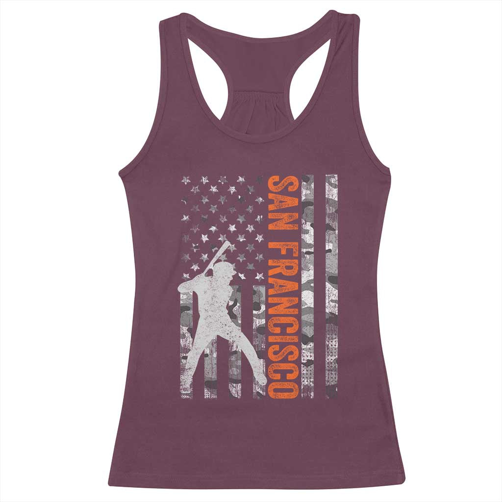 San Francisco Racerback Tank Top SF Baseball Player American Flag USA Camo Patriotic TS10 Maroon Print Your Wear