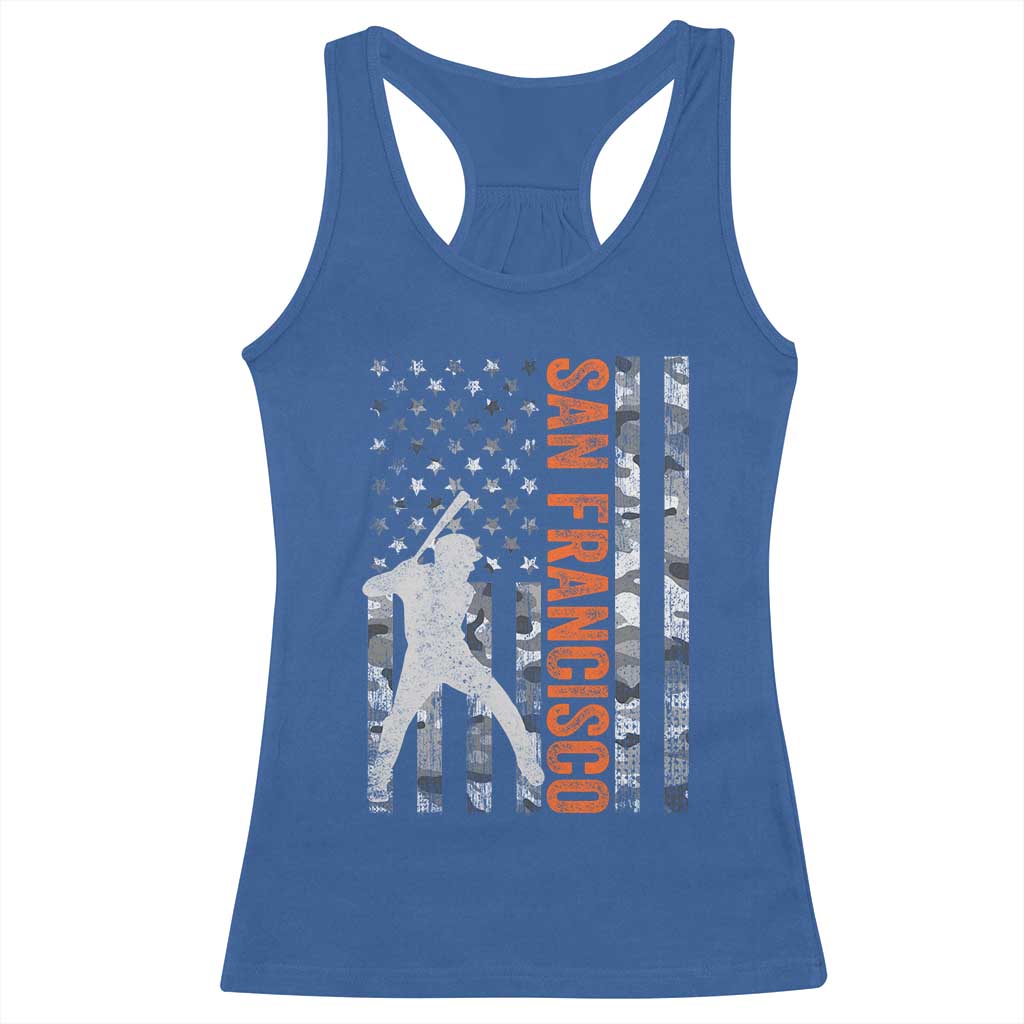 San Francisco Racerback Tank Top SF Baseball Player American Flag USA Camo Patriotic TS10 Royal Blue Print Your Wear