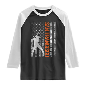 San Francisco Raglan Shirt SF Baseball Player American Flag USA Camo Patriotic TS10 Black White Print Your Wear