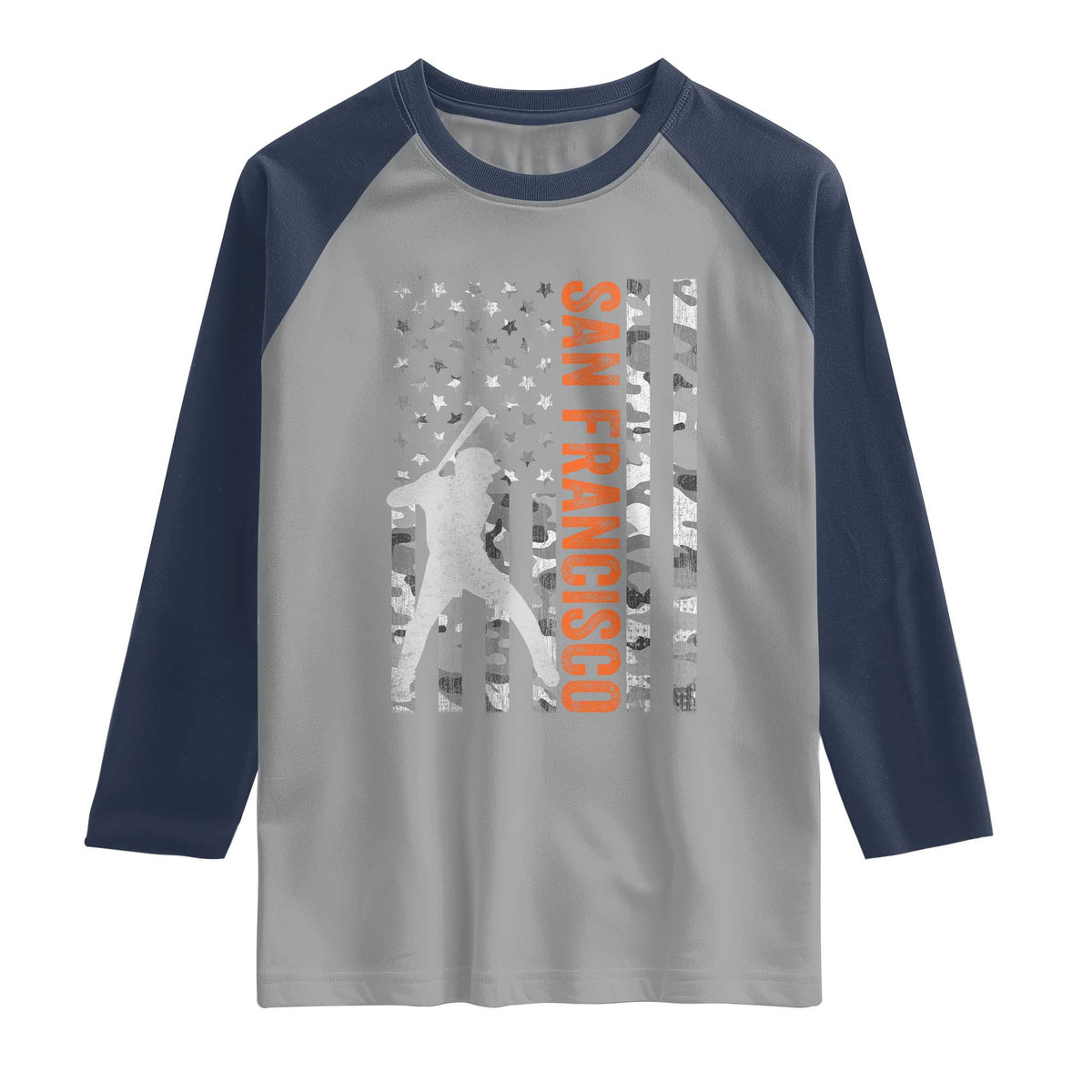 San Francisco Raglan Shirt SF Baseball Player American Flag USA Camo Patriotic TS10 Sport Gray Navy Print Your Wear